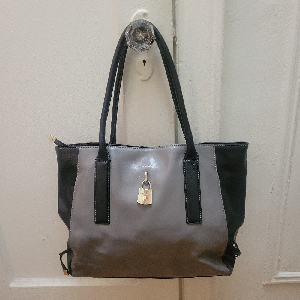 Dana Buchman Large  Black & Gray Tote Bag Career Minimalist Neutral‎